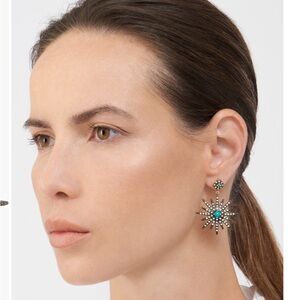 Elegant Silver and Turquoise Starburst Earrings
